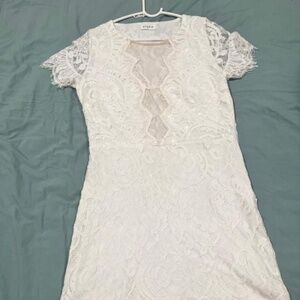 White bodycon lace dress